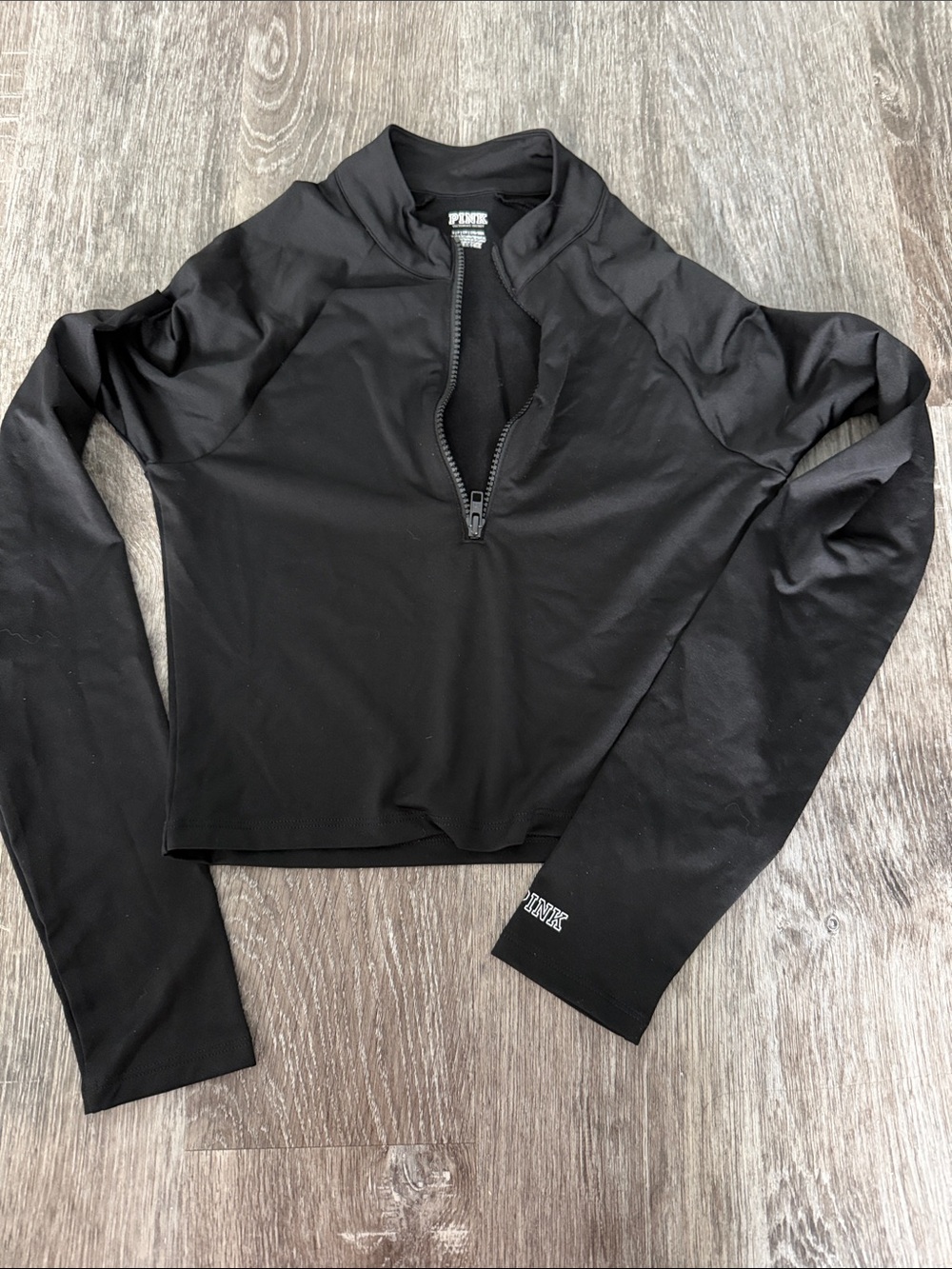 PINK Victoria's Secret Black Long-Sleeve Half-Zip Top